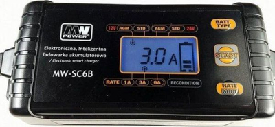 Karikues i zgjuar batterie MW Power MW-SC6B, 12V 24V, 6A, i zi