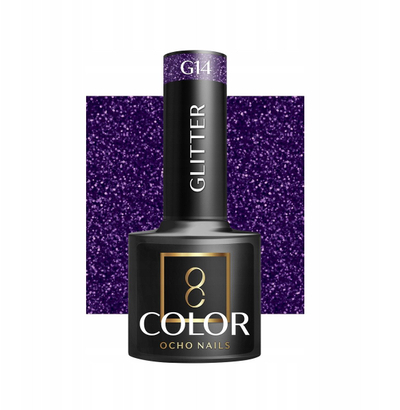 Llak gjysmëpermanent Ocho Nails Hybrid Glitter G14, 5 g, me shkëlqim