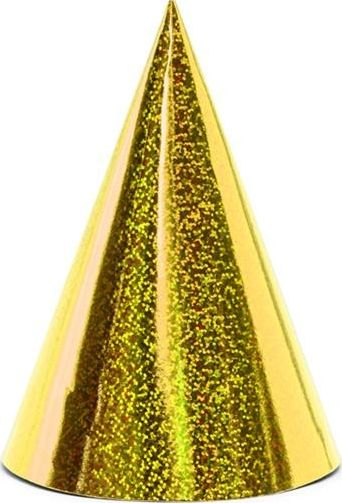 Kapele feste holografike, set 6 copë, 16cm, e artë