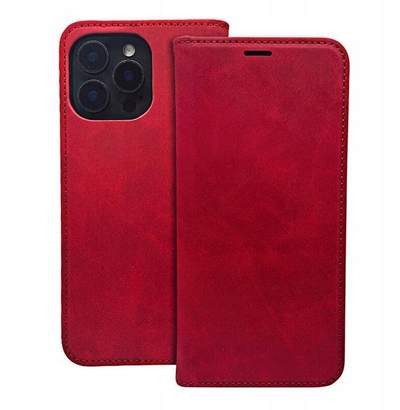Futrollë telefoni OEM Smart Suede për Samsung Galaxy A52 A52s 5G, me stand, me xhepa për karta, e kuqe