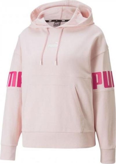 Bluzë me kapuç Puma Power Colorblock Hoodie TR për goca, me xhep kangur, rozë e çelët