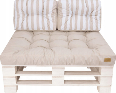 Jastëk kopshti LEO për paleta, set 1+2, 120x82 cm, ecru me vija