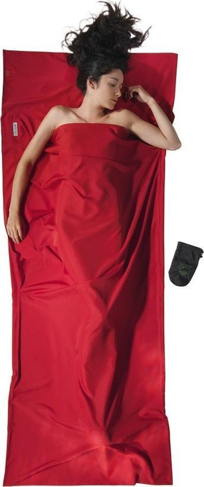 Çarçaf udhëtimi Cocoon Premium MummyLiner, mikrofibër, xhep jastëku, i kuq cranberry