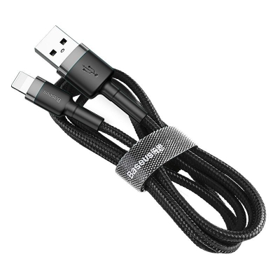Kabllo USB Lightning Baseus Cafule 2,4A 1m (Gri+E zezë)