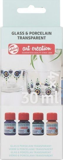 Set boja transparente për qelq dhe porcelan Royal Talens Art Creation Blues, 4 ngjyra, 30ml