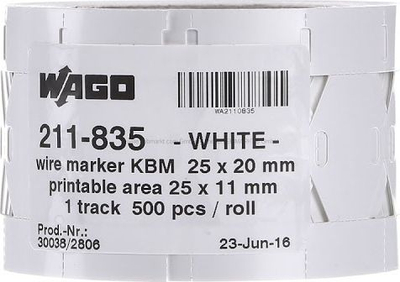 Shenjë kabllosh WAGO 211-835-1, për Smart Printer, e bardhë