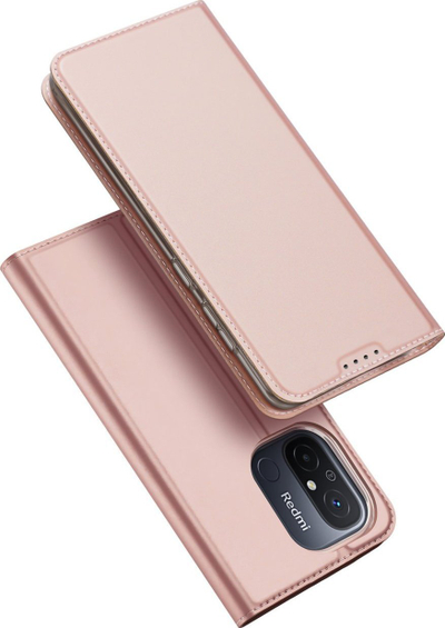 Kapak telefoni Dux Ducis Skin Pro për Xiaomi Redmi 11A Poco C55 Redmi 12C, lëkurë eko, tip libër, rozë