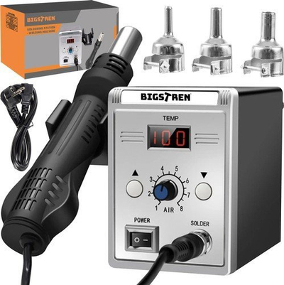 Stacion saldimi me ajër të nxehtë Yato YT-82293, me rregullim temperature, për komponentë SMD, i zi