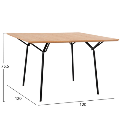 Tavolinë ngrënieje katrore Trenk 120x120x75Hcm (HM9614.01), zezë