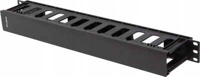 Organizues kabllosh për rack Lanberg Type A, plastik, 1U, i zi