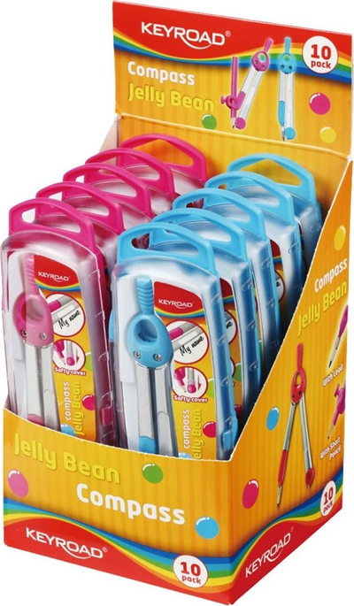 Бусола Keyroad Jelly Bean, метална, со пластична кутија, во повеќе бои