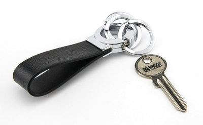 Mbajtëse çelsash Troika Leather Loop 3 Ring Key Click Holder, lëkurë, e zezë