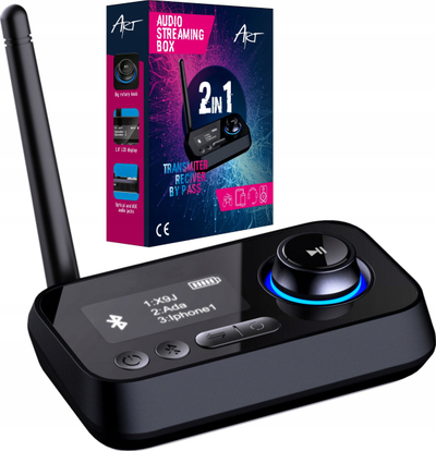 Adaptor audio Bluetooth ART BT-17, dërgues edhe marrës, me AUX edhe optik, ngjyrë e zezë