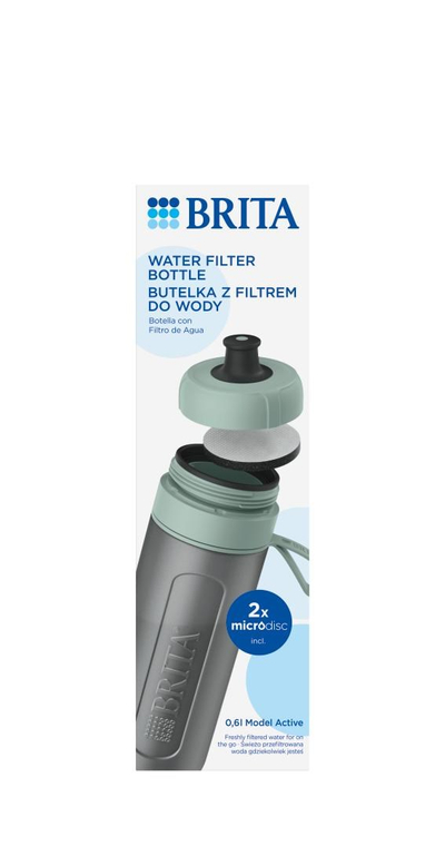 Shishe uji me filter Brita Sports Active, 600 ml, me MicroDisc, jeshile e errët