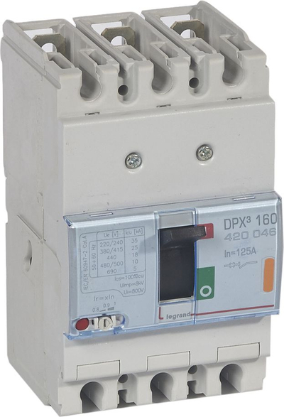Ndërprerës magnetotermik Legrand DPX³ 160 420046, 3P, 125A, gri