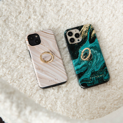 Mbajtëse unaze për telefon Full Glam, ngjitëse, beige gold