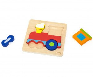 Puzzle druri Viga Toys tren, lodër edukative Montessori, shumëngjyrësh