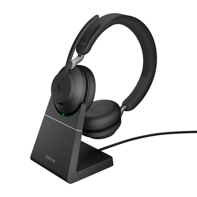 Kабли Jabra Evolve2 65 MS Teams, стерео, со станица за полнење, црни