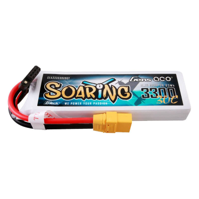 Bateri LiPo Gens Ace Soaring 3S1P, 3300mAh, 11.1V 30C, e bardhë