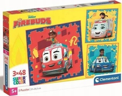 Puzzle Clementoni 3x48 copë, Firebuds Disney Junior, shumëngjyrësh