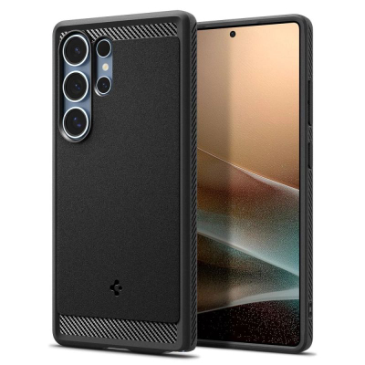 Kapotë telefoni Spigen Rugged Armor MagFit për Galaxy S25 Ultra, mbrojtje e fortë, e zezë mat