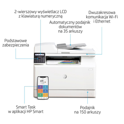 Печатач HP Color LaserJet Pro M183fw, сè-во-едно, бел