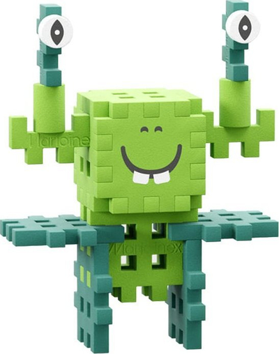 Lodra ndërtuese Marioinex Mini Waffles, 60 copë, Space Jinks, shumëngjyrëshe