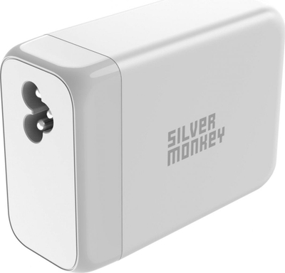 Karikues GaN Silver Monkey 200W, 3x USB C PD, USB A QC 3.0, i bardhë