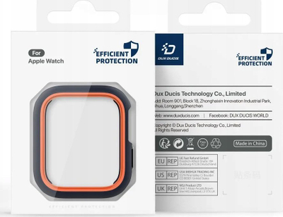 Kornizë mbrojtëse Dux Ducis Bamo për Apple Watch 7 8 9 45mm, plastike e fortë, e zezë me portokalli