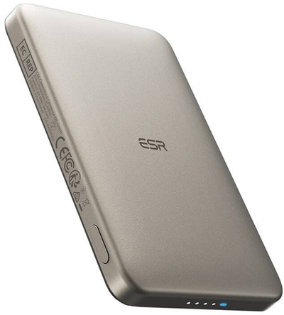 Powerbank ESR Qi2 MagSlim, 5000 mAh, magnetik, ngjyrë rëre