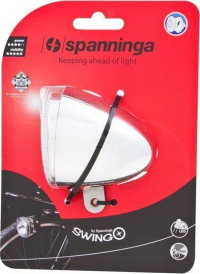 Dritë e përparme për biçikletë SPANNINGA SWINGO XB, 10lux / 50 lumen + 4 bateri AAA, e bardhë