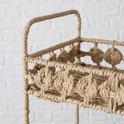 Raft dekorativ Charis Wicker Boho, 30x30 cm, me 2 kate, ngjyrë natyrale
