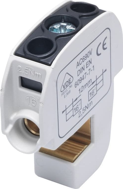 Kapëse e izolume për shina SIMET SBB 16 SIMBLOCK, deri 16mm², 114A, e zezë