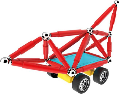 Lodër me konstruksione magnetike Supermag Tags Wheels, 103 copa, me rrota, shumëngjyrëshe