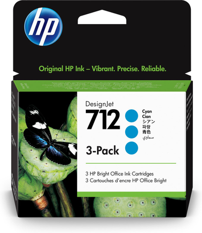 Fishek boje HP 712, 29 ml, cyan, paketë 3 copë
