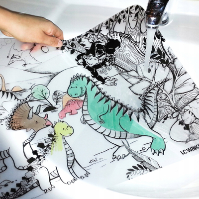 Tapet ripërdorues për ngjyrosje me dinosaurë, silikon, 48 x 33.5 cm, shumëngjyrësh