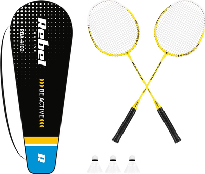 Set badminton Rebel Active, 2 raketa, 2 toptha, blu e bardhë