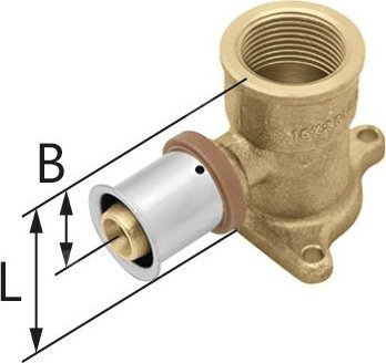 Kënd muri bronzi GW ultraPRESS, Rp 3/4", 25 mm, me veshë