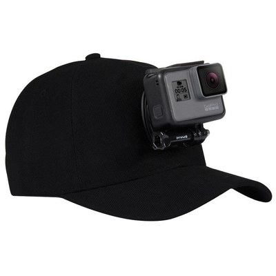 Kapelë sportive Puluz Cap, mbajtës për GoPro SJCAM Xiaomi, pambuk, e zezë
