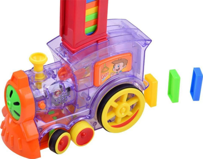 Lodër tren Jokomisiada Domino Locomotive, 80 copë, me tulla domino, shumëngjyrëshe