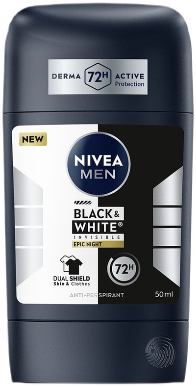 Deodorant stick Nivea Men Black & White Invisible Epic Night, 72 orë, 50 ml