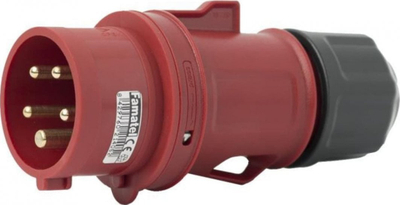 Prizë industriale Famatel 13301, 3P+N+T, 16A 380-415V, IP44, e kuqe