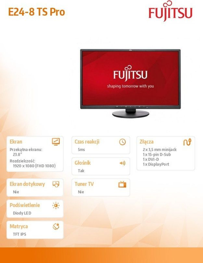 Monitor Fujitsu E24-8 TS Pro, 23.8", Full HD, i zi