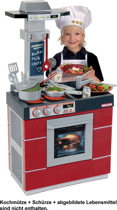 Kuzhinë lodër Miele Small Kitchen, me furrë dhe lavaman, me aksesorë, e kuqe
