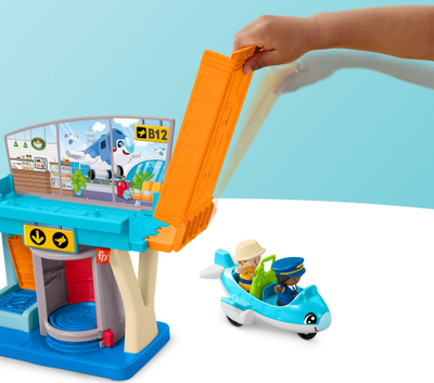 Set loje Fisher-Price Little People Everyday Adventures Airport, aeroplan lodër, 3 pjesë, shumëngjyrësh
