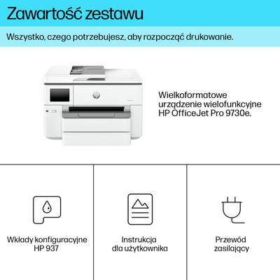 Printer multifunksion HP OfficeJet Pro 9730e, A3, me ngjyra, i bardhë