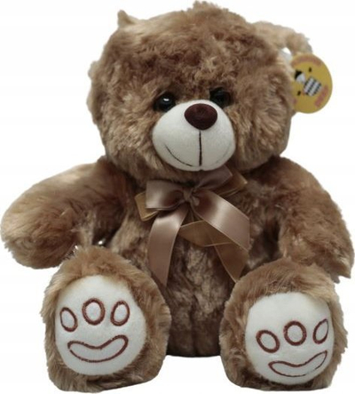 Arush lodër DEEF Teddy Bear 03400, madhësi mesatare, me fjongo sateni, bezhë