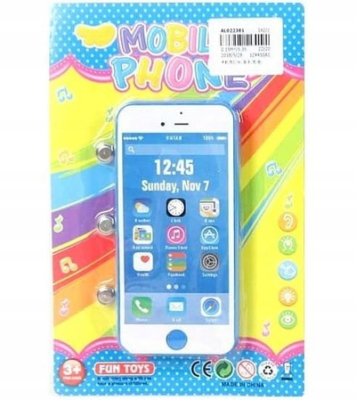 Lodër telefon për fëmijë Fun Toys Smartphone, tinguj muzikorë, me bateri, blu