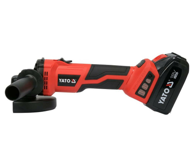 Mulli këndor YATO Brushless 125mm, 18V, 2x 4Ah, i kuq