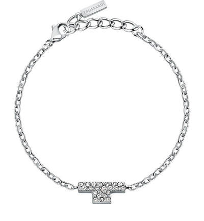 Byzylyk për femra Trussardi T-Logo TJAXC30, 19 cm, i argjendtë